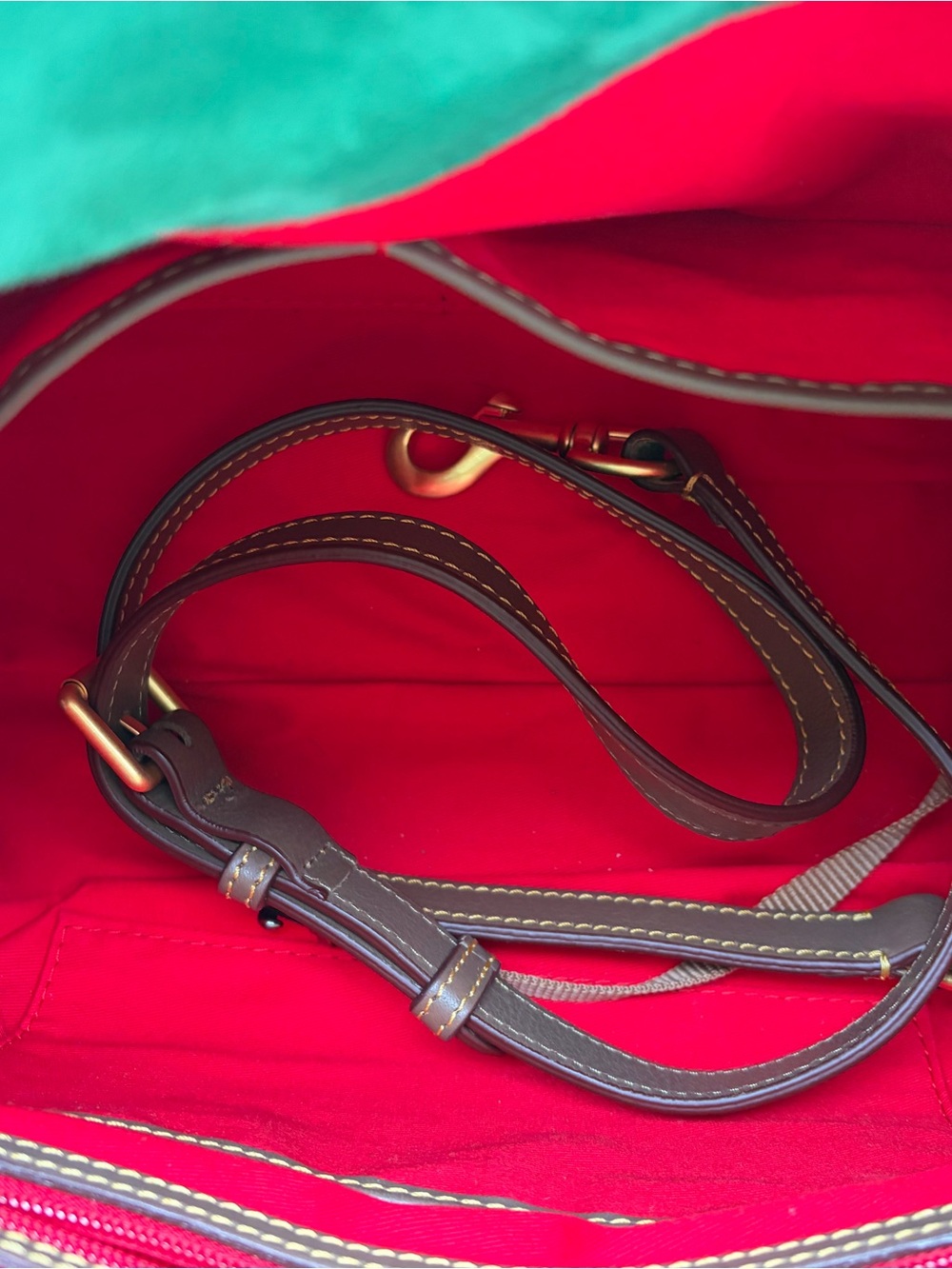 Dooney & Bourke Chocolate Brown Leather Shoulder Bag with Gold Hardware - Picture 5 of 6